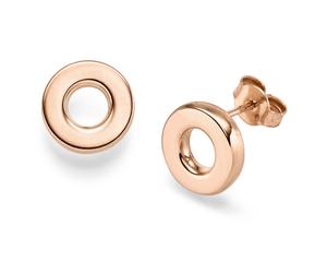 Paio di Orecchini Cerchi Ø11mm Di 585 Oro Rosso Brillante Semplice