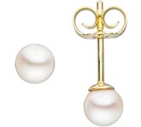 Paio di Orecchini Con Akoya Perle 4mm Rotondo 585 Oro Orecchini Donna