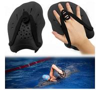 paio di palette da nuoto con cinghie regolabili, ausilio per l'allenamento della forza, per piscina, per adulti e bambini, unisex, nere
