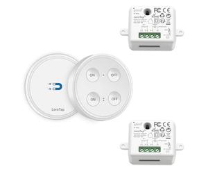 Paio Interruttore per Luce Senza Fili, LoraTap Interruttore Remoto con Base Magnetica + 2 Ricevitore a Relè, Telecomando 200m 230V, On/Off Switch Wireless per Lampade e Apparecchi Elettrici
