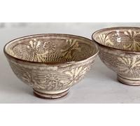 Paio Kyoto Sake Coppa Set Kyo Kiyomizu Yaki Oggetto Guinomi Giappone Seppia
