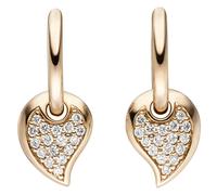 Paio Orecchini a Cerchio 34 Brillanti Foglioline Gocce 585 Oro Rosso 2-teilig