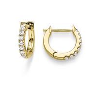 Paio Orecchini A Cerchio IN 585 Oro Giallo Con 16 Diamanti-Brillanti 0,25 Ct.