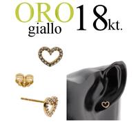 paio orecchini a CUORE LOBO oro GIALLO 18kt. zirconi swarovsky heart gold 18kt
