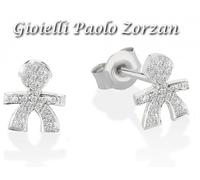 Paio Orecchini Le Briciole Le Bebè Bimbo Oro Bianco 18 Kt Diamante LBB311