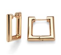 Paio Quadrate Orecchini a Cerchio 20x20mm Orecchini Di 585 Oro Rosso
