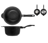 Home Paiolo Antiaderente con Manico in Bakelite, Pietra, Nero/Antracite, 26 cm