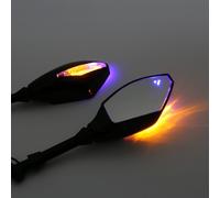 Pair 10mm Motorcycle LED Turn Signal Integrated Indicator Light Rearview Mirrors