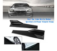 Pair 45cm Car Gloss Black Side Skirts Rocker Splitters Diffuser Winglet Wings Y0
