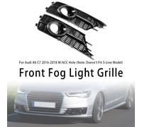 Pair Front Bumper Lower Light Cover Grille Per AUDI A6 C7 2016-18 W/ACC Hole L3