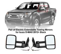 Pair of Electric Extendable Towing Mirrors Per Isuzu D-MAX 2012+ Black H0