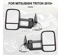 Pair of Electric Extendable Towing Mirrors Per Mitsubishi Triton 2015+ Black