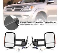 Pair of Electric Extendable Towing Mirrors Per Toyota Hilux 2005-2011 Black S1