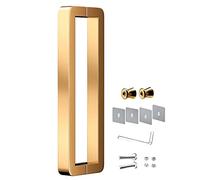 Paired Handles for Single Door,Modern Push-Pull Door Handle Round Corner, Stainless Steel Smooth Bar Pull Handle for Indoor Outdoor Gate, 38x25mm Pole(Gold,42.5cm/16 3/4")