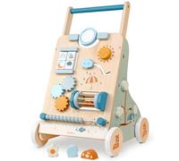 PairPear Carrello in Legno per Bambini, Centro Attività con Camminatore per Bambini, Giocattolo Montessori con Sorter di Forme, Giocattolo a Spinta da 1 a 3 Anni Wooden Baby Walker