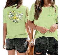 Pairxily Pickle Shirt Divertente Sottaceti Jar Camicie per le donne Grafica Vintage Tees Pickling Cetrioli Novità Manica Corta Regali, Verde chiaro, L