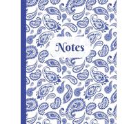 Paisley Design Notebook: Elegant Blue and White Swirl Patterned Journal | Use for School, Work, Meetings, Notes, Creative Writing | Wide Ruled Lines | 100 Pages | 8.5 x 11 inches