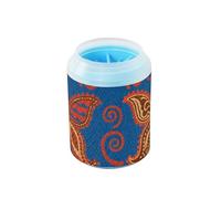 Paisley fiore farfalla arancione blu navy riutilizzabile zampa rondella con spazzola in silicone morbido animali domestici spazzola da bagno per cani di taglia piccola, media grande razza, gatti