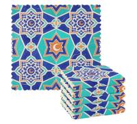 Paisley Flower Moon Blu etnico microfibra asciugamani da cucina 6 Pack assorbente asciugamano decorazioni accessori para mesas 11x11 pollici