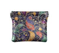 Paisley Gem Colore Blu Navy Donne PU Pelle Portamonete Fancy Cambiare Borsa con Chiusura per Donna Ragazza
