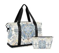 Paisley Glory Blue Seamless Picture Seamless Pattern Travel Duffel Bags Sport Training Bag con Toiletry Bag per Sport Multifunzionale, Paisley gloria blu senza soluzione di continuità immagine,