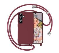 Paitech Custodia per Samsung Galaxy A56 5G, con nastro, in silicone liquido colorato puro con cordino, resistente agli urti, con catena, per Samsung A56, rosso rosa