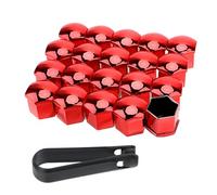 PAITOK Coprimozzo per Dadi Ruota, 20 Pezzi di coprimozzo universali in plastica cromata per bulloni Ruote coprimozzo per Pneumatici con Set di Strumenti di rimozione per Auto (Rosso, 17 mm)