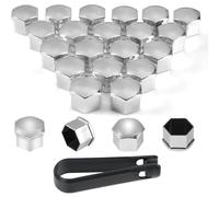 PAITOK Coprimozzo per Dadi Ruota, 20 Pezzi di coprimozzo universali in plastica cromata per bulloni Ruote coprimozzo per Pneumatici con Set di Strumenti di rimozione per Auto (Argento, 19 mm)