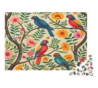 Pájaros y flores Puzzle 1000 Piezas De Cartón Grueso Rompecabezas DIY Mindfulness Para Actividades En Familia Como Regalo De Graduación 52x38cm/1000pcs