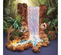 Pajean Kit di 20 decorazioni per foresta pluviale a cascata, kit 2026 VBS per sfondo con tende iridescenti, tovaglia in plastica, carta kraft, luce a LED, per feste di compleanno nella giungla