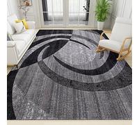 PAJEON Grigio Moderno Astratto Nero Linee Tappeti Zona, 180 x 270 cm Tessuto A Macchina Tappeto Tessuto Piatto - Per Soggiorno, Camera Da Letto e Cucina