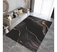 PAJEON Misterioso Marmo Di Lusso In Oro Nero Tappeti Zona, 80 x 150 cm Tessuto a Macchina Camera Da Letto - Per Camera Da Letto Soggiorno Sala Da Pranzo Balcone