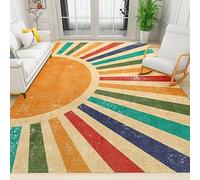 PAJEON Tappeto da salotto Arcobaleno Boho Vintage Colorato 70x140 cm Tappeto con retro in gomma antiscivolo, zerbino per interni - per decorazione del pavimento della camera da letto del soggiorno