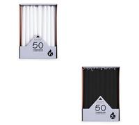 pajoma® Candele a bastoncino bianco, nero, 2 x 50 pezzi, altezza 25 cm, durata circa 7 ore, senza profumo, versatile per candelabri, decorazioni e occasioni festive