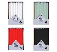 pajoma® Candele a bastoncino bianco, rosso, verde, nero, 4 x 50 pezzi, altezza 25 cm, durata circa 7 ore, senza profumo, versatili per candelabri, decorazioni e occasioni festive