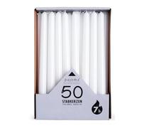 pajoma - Candele a bastoncino, colore bianco, 50 pezzi, altezza 25 cm, durata di circa 7 ore