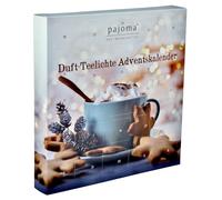 pajoma Candele profumate per calendario dell'Avvento rosso, 24 lumini in 6 diverse varietà, con portacandele