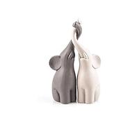 pajoma - Coppia di Statuette in Ceramica a Forma di elefantini, Altezza 25,5 cm, Grigio