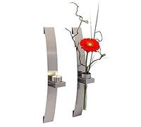 Pajoma Portacandele da Parete con Vaso, Lunghezza 39,5 cm, Argento