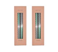 pajoma® Set di candele a barra ritorte, di alta qualità, peso della cera, circa 5 ore, 250 x 20 mm, candele a spirale di alta qualità, candele intrecciate, candele reversibili (grigio, verde, 8 pezzi)