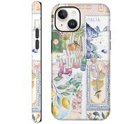 Pajony Custodie per iPhone 15, resistente ai graffi, ibrida, a 2 strati, antiurto, custodia lucida - Italiano Summer Collage Coastal