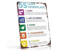 PAJPXPCD 5S Lean Workplace Metal Sign Professional Training Tool Wall-Art for Factory Office Warehouse Efficiency Visual Management 8 X 12 inch