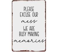 PAJPXPCD Accept The Disarray Assembling Happy Days Warmhearted Weathered Metal Tin Sign For Farmhouse Cottage Wall Decor 8 X 12 inch