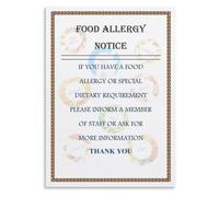PAJPXPCD Allergen Warning Poster Restaurant Wall-Art | Helps prevent cross contamination through visible daily reminders(Framed,08x12inch(20x30cm))