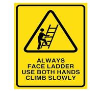 PAJPXPCD Always Use Both Hands Climb Slowly Ladder Tin Sign 12x8 Inch