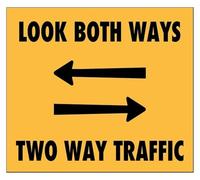 PAJPXPCD Bidirectional Traffic Warning Look Both Ways 12x8 Inch