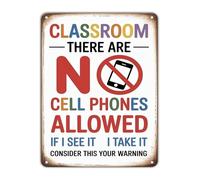 PAJPXPCD Distressed Tin Metal Sign No Cell Phone Use During Class Schoolhouse Rule For Principal Office Student Lounge Wall Hanging Plaque 8 X 12 inch
