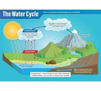 PAJPXPCD Earth Systems Poster The Water Cycle and Weather Chart Science Classroom Wall-Art for Geography STEM Learning(Framed,16x24inch(40x60cm))