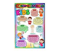 PAJPXPCD Healthy Habits Poster Daily Routine Chart for Room Decor Educational for Preschool Kindergarten Elementary Classroom(Unframed,08x12inch(20x30cm))