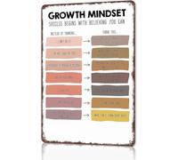 PAJPXPCD Inspirational Metal Sign Growth Mindset For Young Learners 8 X 12 in